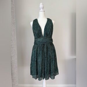 Lulu's Deep Teal Plunging V-Neck Party Dress